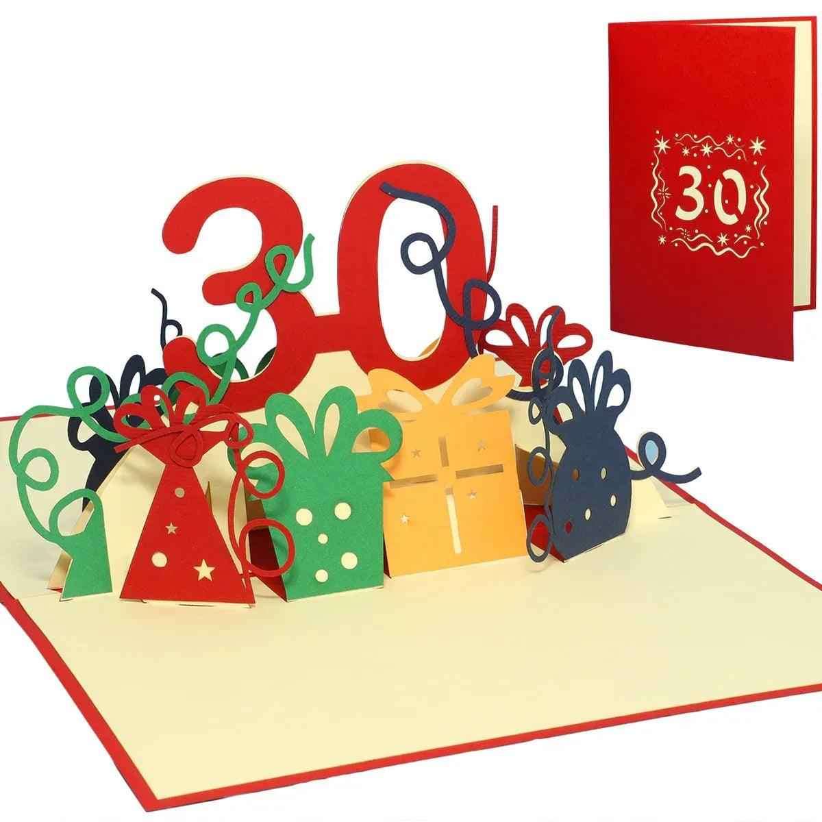 Pop-Up-Karte zum Geburtstag – Zahl 30, Geburtstagseinladung & Jubiläum, N241