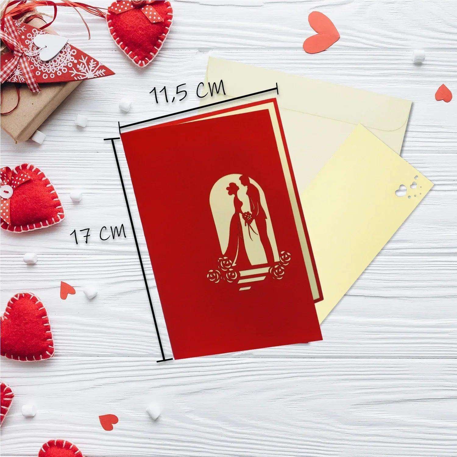 Hochzeitskarte Pop Up 3D - Glückwunschkarte zur Hochzeit, Brautpaar, Altar, N79 - LINPopUp