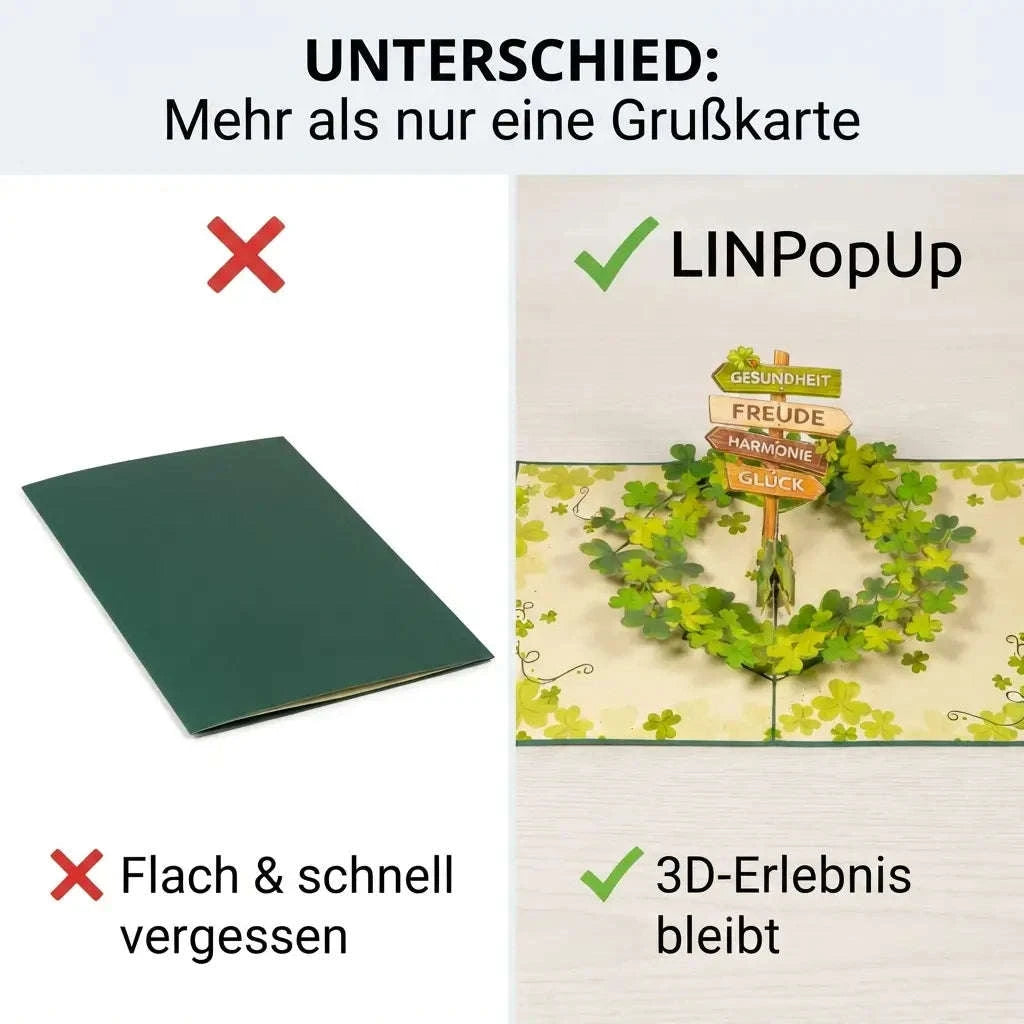 Rotierende Pop-Up-Karte, 3D Grußkarte, Kleeblätter  | LINpopUp LINPopUp N199-17890