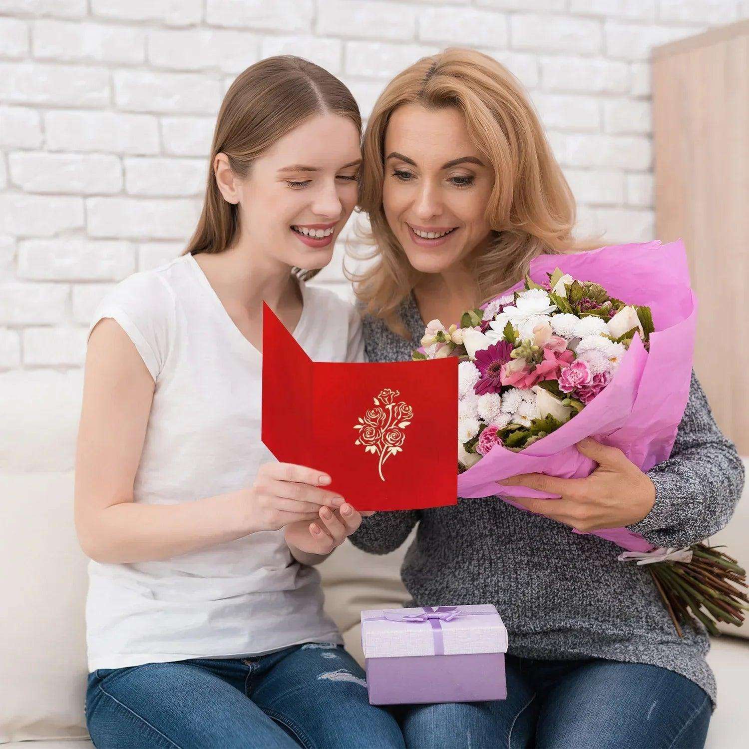 Pop Up Karte 3D Rosen – Grußkarte Muttertag & Valentinstag - LINPopUp