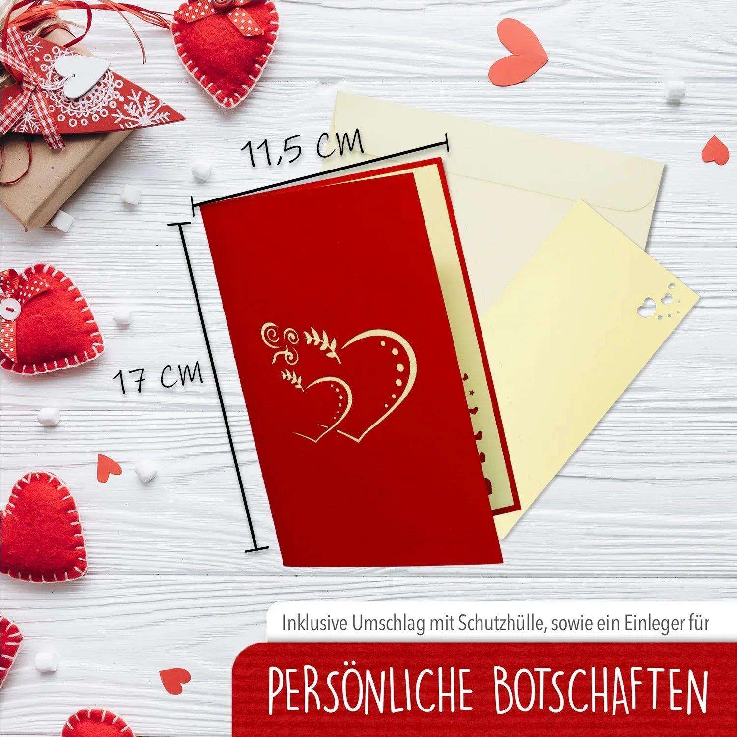 Hochzeitskarte Pop Up 3D - Glückwunschkarte zur Hochzeit, Brautpaar, Blumen, N74 LINPopUp N74