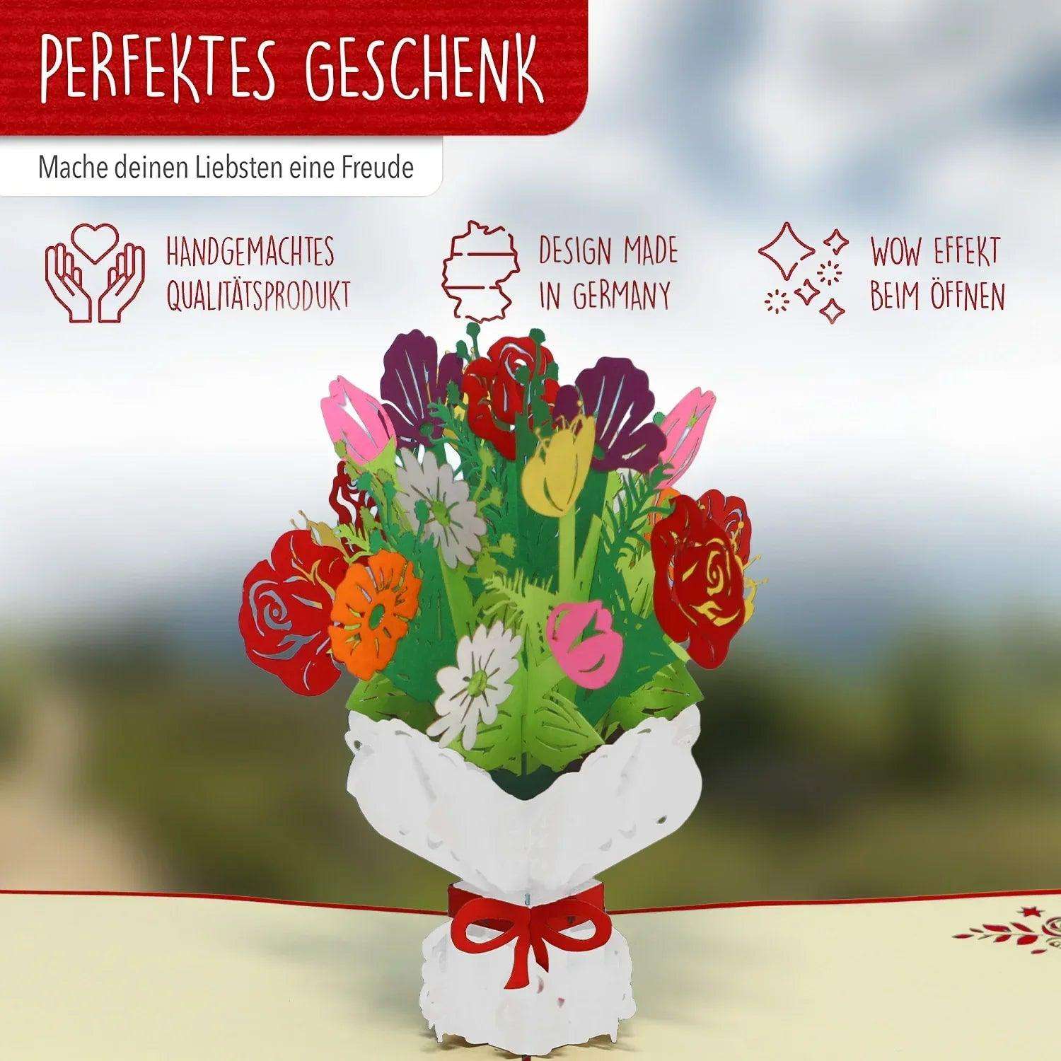 3D Pop-Up Karte Blumenstrauß, Blumenkarte, N508 LINPopUp N508