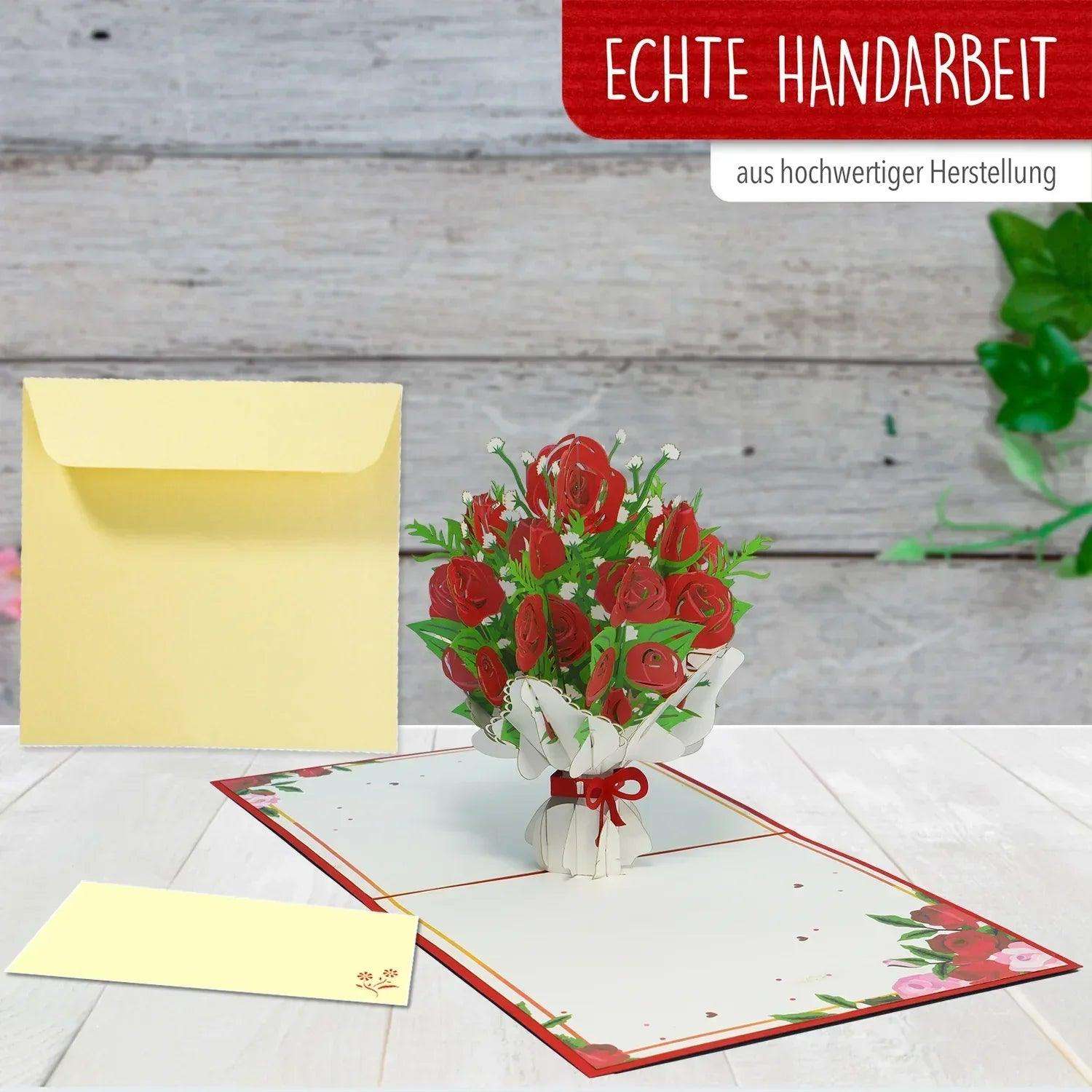 3D Pop-Up Karte Blumenkarte, Rosen, N506 - LINPopUp