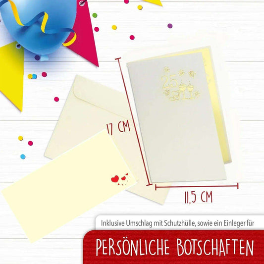 25. Hochzeitstag, Silberne Hochzeit Karte 3D Pop-Up - Silberhochzeit, N211 - LINPopUp