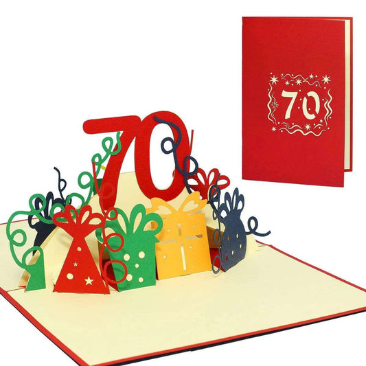 Pop-Up-Karte zum Geburtstag – Zahl 70, Geburtstagseinladung & Jubiläum, N24 - LINPopUp