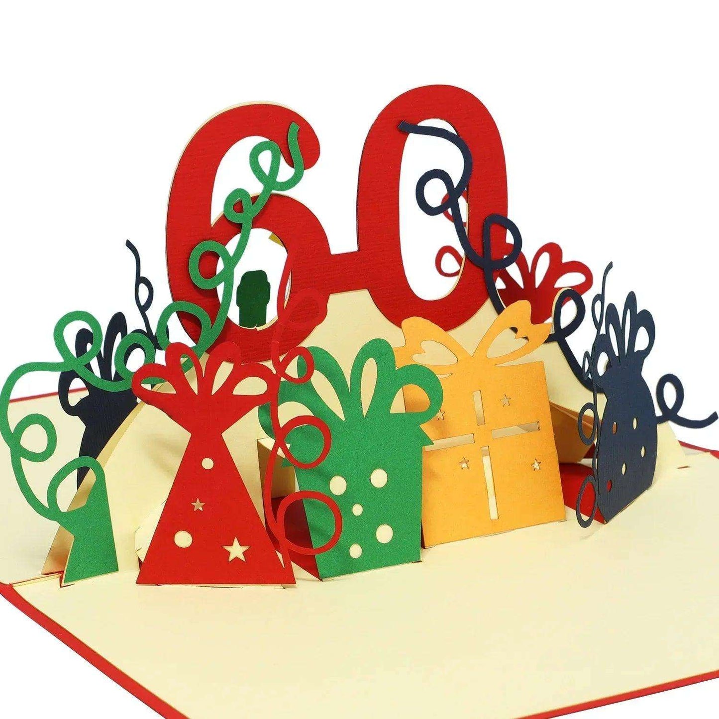 Pop-Up-Karte zum Geburtstag – Zahl 60, Geburtstagseinladung & Jubiläum, N22 - LINPopUp