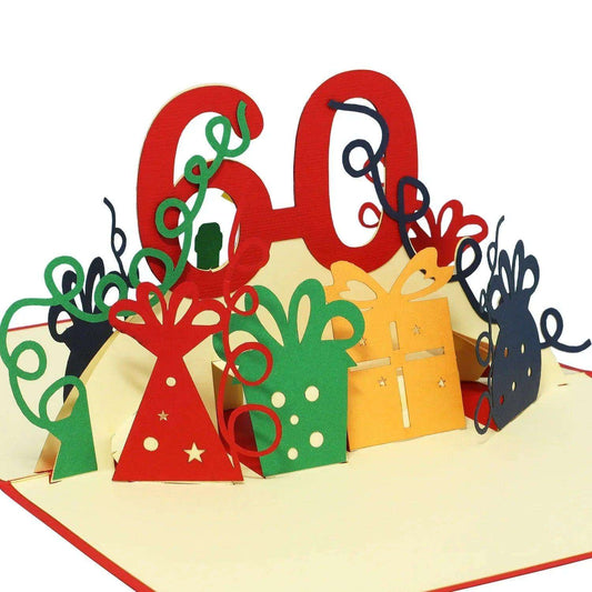 Pop-Up-Karte zum Geburtstag – Zahl 60, Geburtstagseinladung & Jubiläum, N22 - LINPopUp