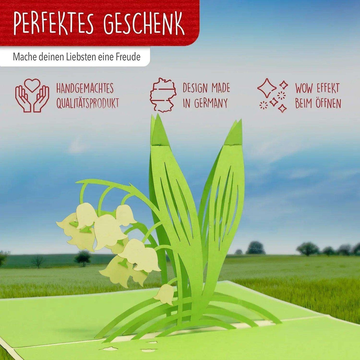 Pop Up Karte 3D Maiglöckchen – Grußkarte Geburtstag & Muttertag - LINPopUp