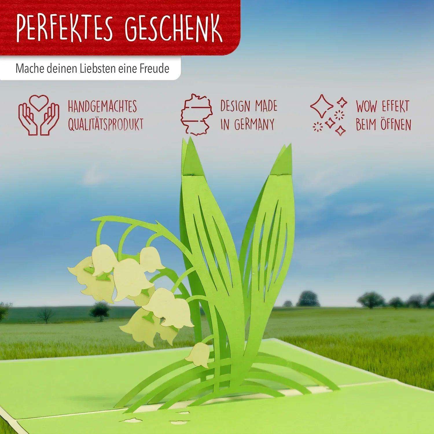 Pop Up Karte 3D Maiglöckchen – Grußkarte Geburtstag & Muttertag - LINPopUp
