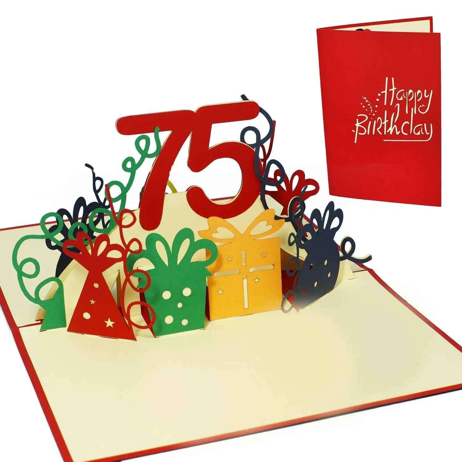 Pop-Up-Karte zum Geburtstag – Zahl 75, Geburtstagseinladung & Jubiläum, N231