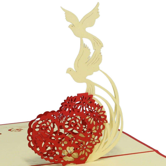 Hochzeitskarte Pop Up 3D - Glückwunschkarte zur Hochzeit, Turteltauben, N77 - LINPopUp
