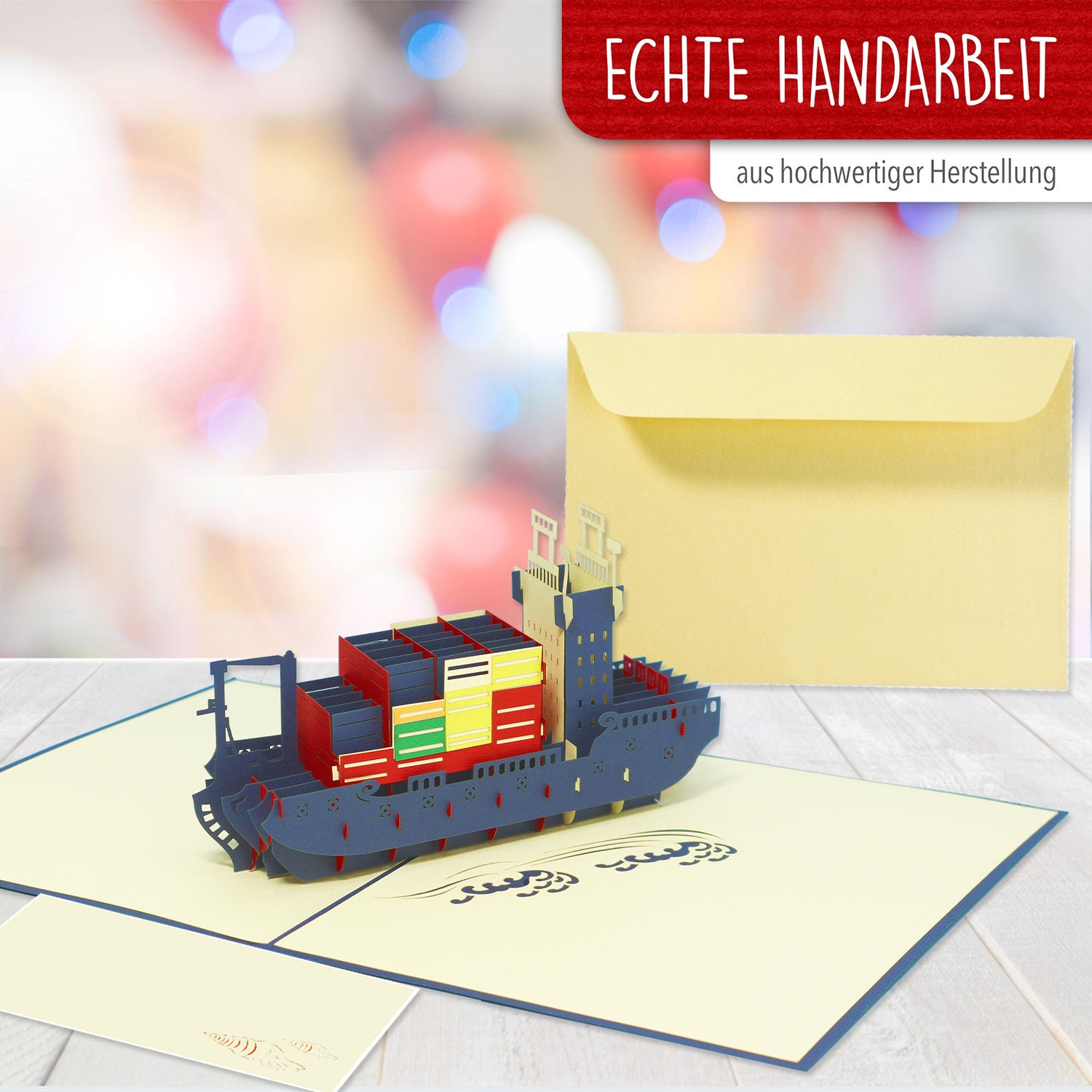 Pop-Up 3D Karte Schiff - Grußkarte mit Boot, Frachtschiff, N235