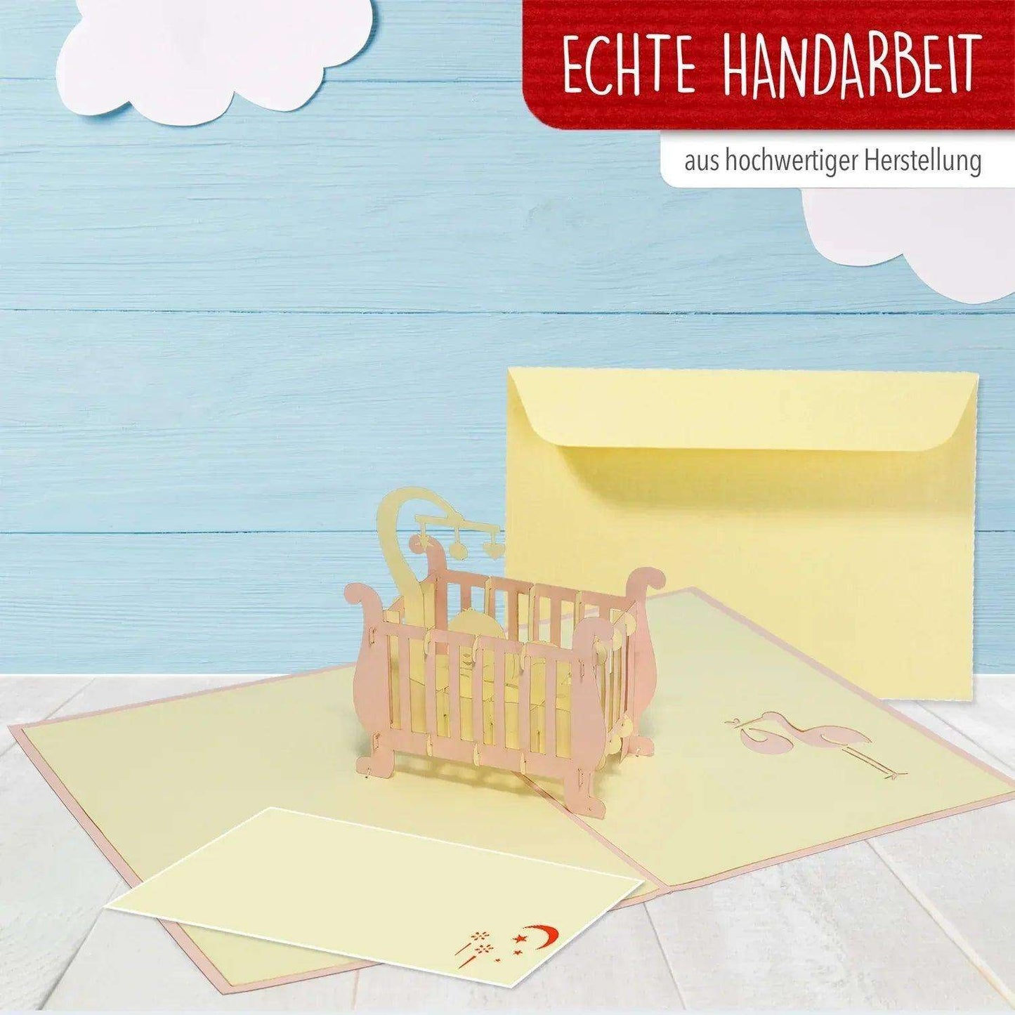 3D Pop-Up Karte Geburt - Geburtskarte & Taufe Mädchen, N98 - LINPopUp