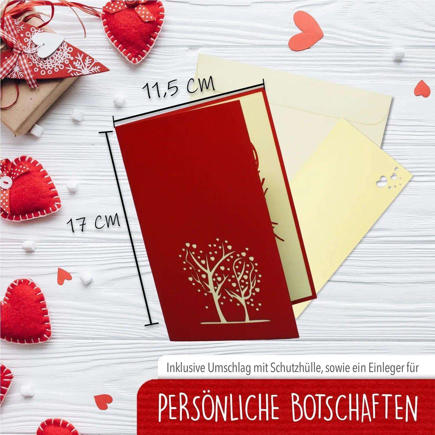 Hochzeitskarte Pop Up 3D - Glückwunschkarte zur Hochzeit, Brautpaar Herzbaum, N312 - LINPopUp