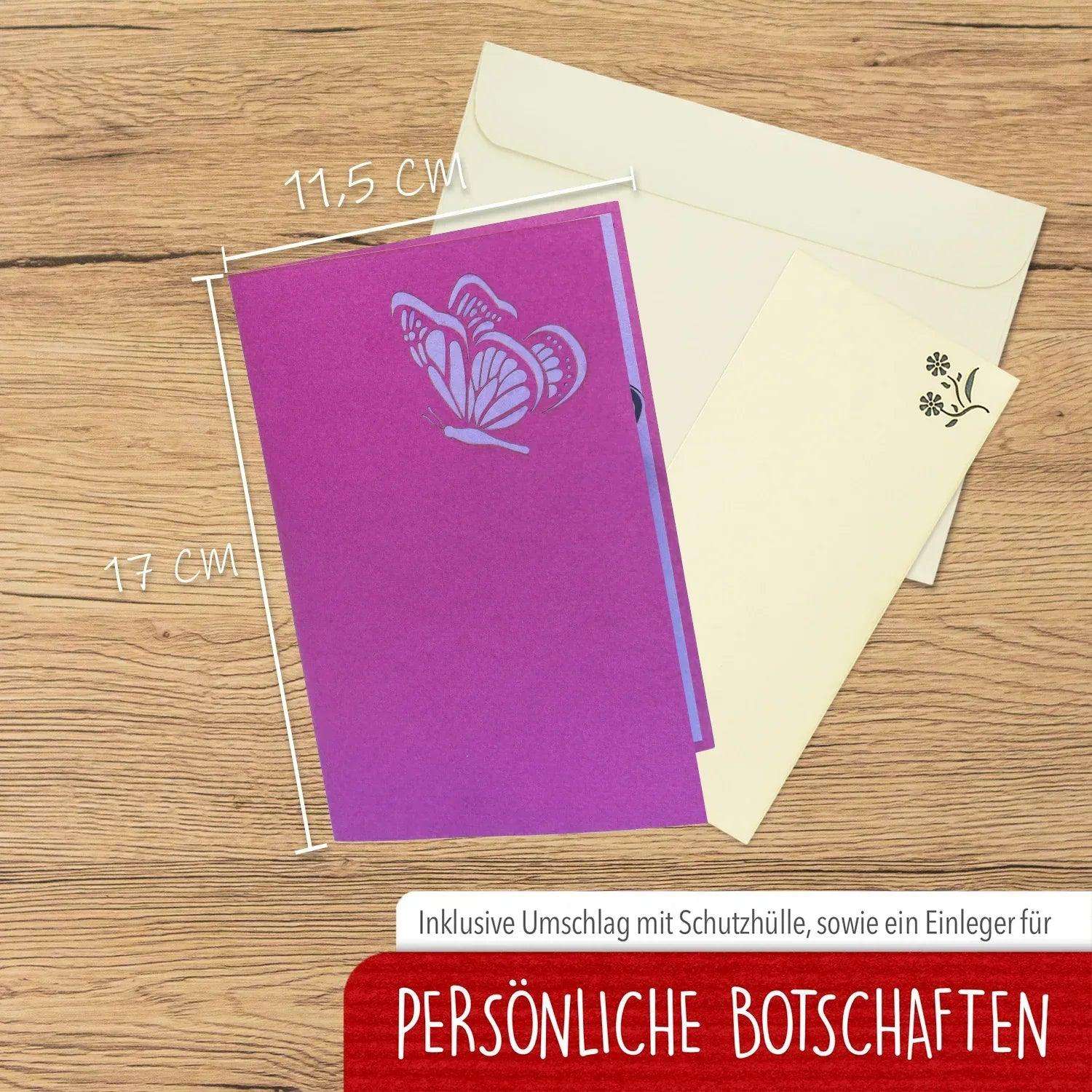 Pop Up Karte 3D Schmetterling Lila – Grußkarte Geburtstag & Muttertag LINPopUp 17658-N384