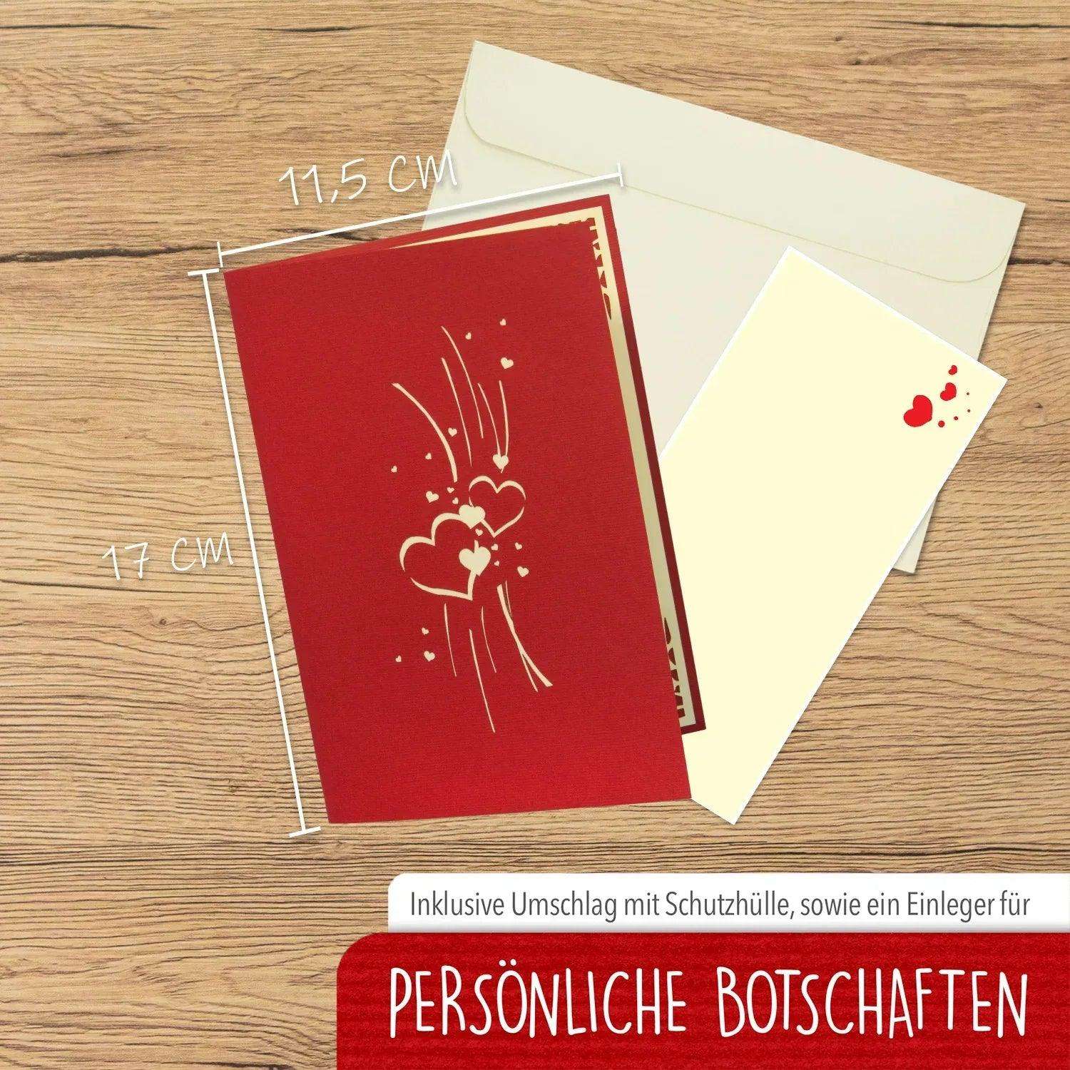 Hochzeitskarte Pop Up 3D - Glückwunschkarte zur Hochzeit, Küssende Elfen, rot, N68 LINPopUp N68