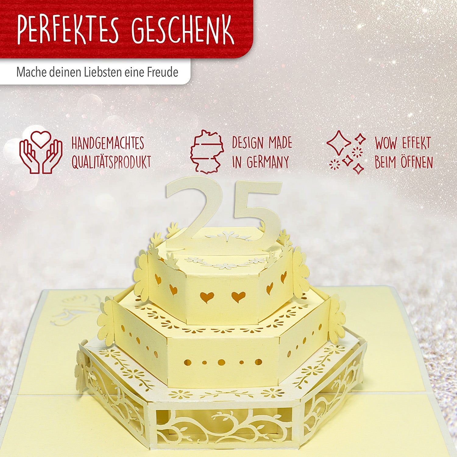 25. Silberne Hochzeit Karte 3D Pop-Up - Silberhochzeit, N211
