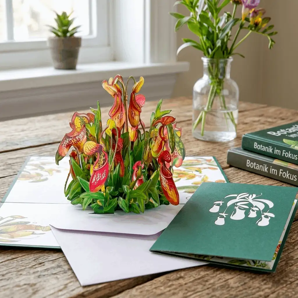 Pop Up Blumenkarte mit 3D Kannenpflanzen | LINpopUp
