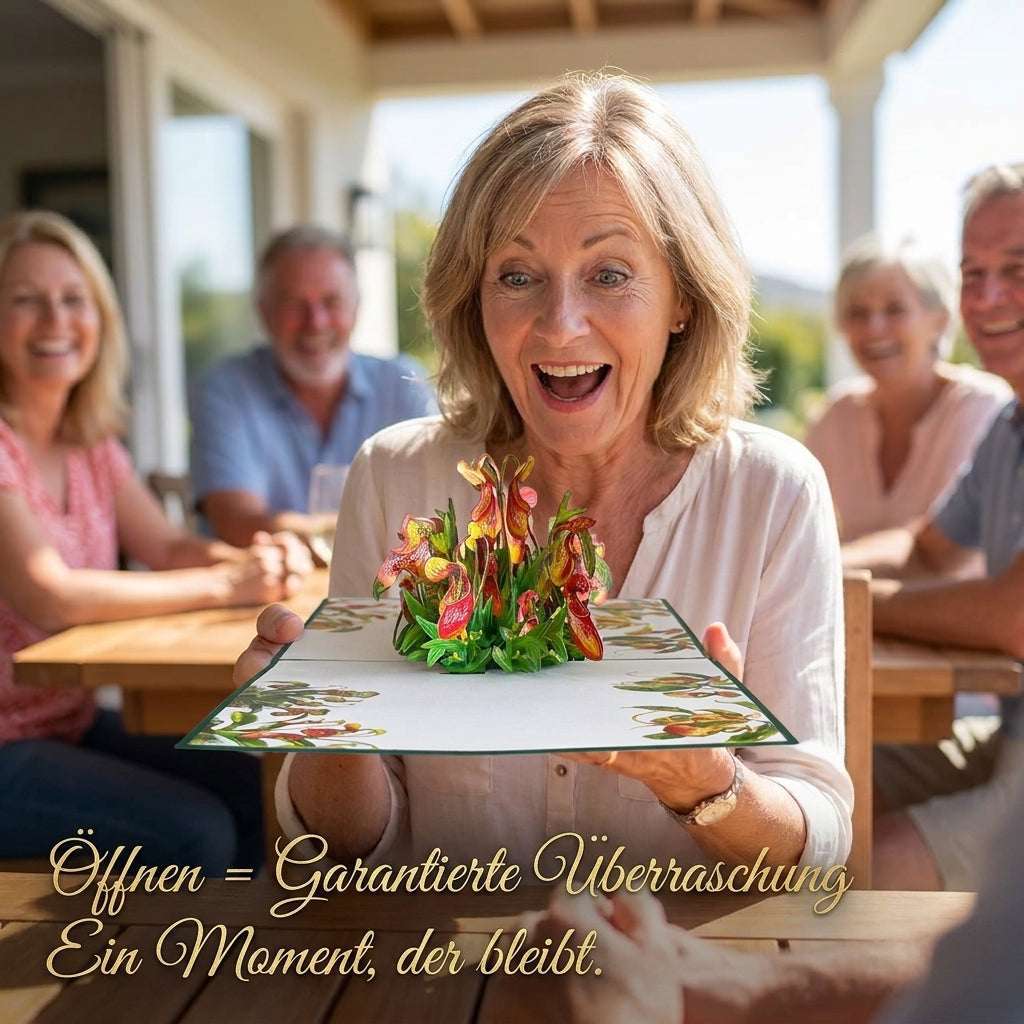 Pop Up Blumenkarte mit 3D Kannenpflanzen | LINpopUp