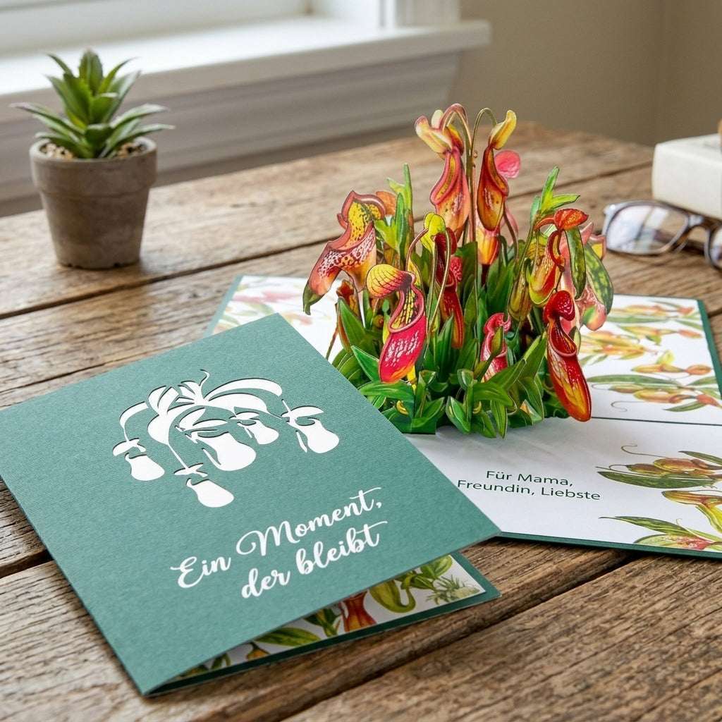 Pop Up Blumenkarte mit 3D Kannenpflanzen | LINpopUp
