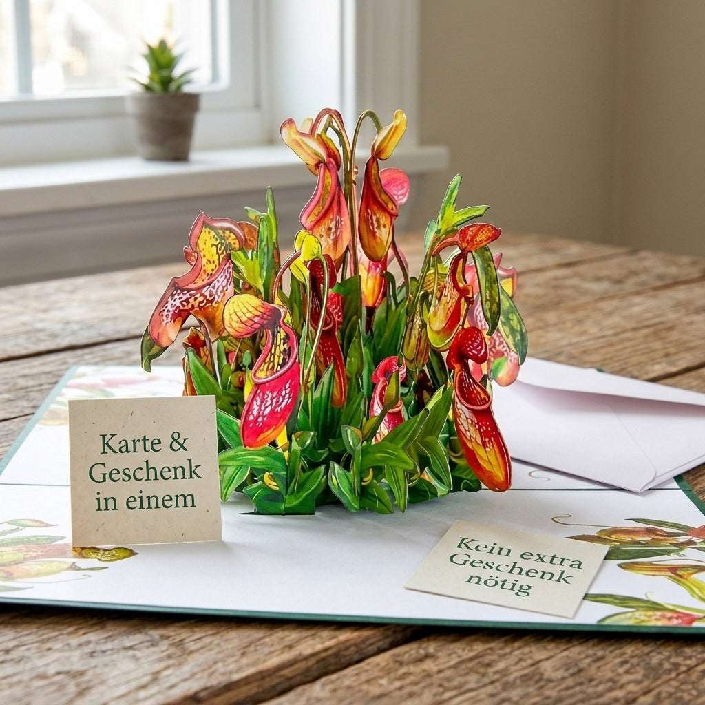 Pop Up Blumenkarte mit 3D Kannenpflanzen | LINpopUp