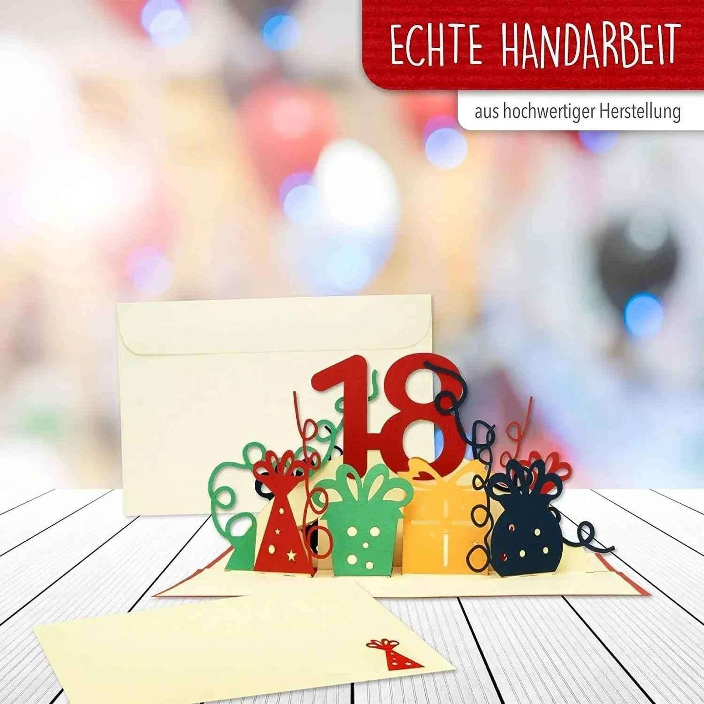 Pop-Up-Karte zum Geburtstag - Zahl 18, Geburtstagseinladung & Jubiläum, N371