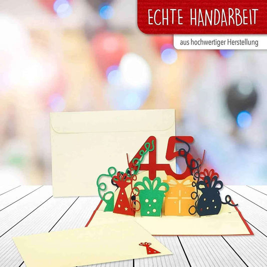 Pop-Up-Karte zum Geburtstag - Zahl 45, Geburtstagseinladung & Jubiläum, N373