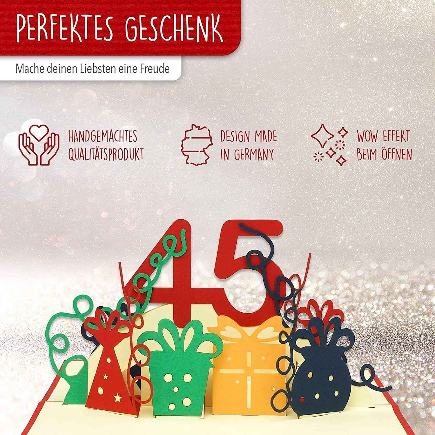 Pop-Up-Karte zum Geburtstag - Zahl 45, Geburtstagseinladung & Jubiläum, N373