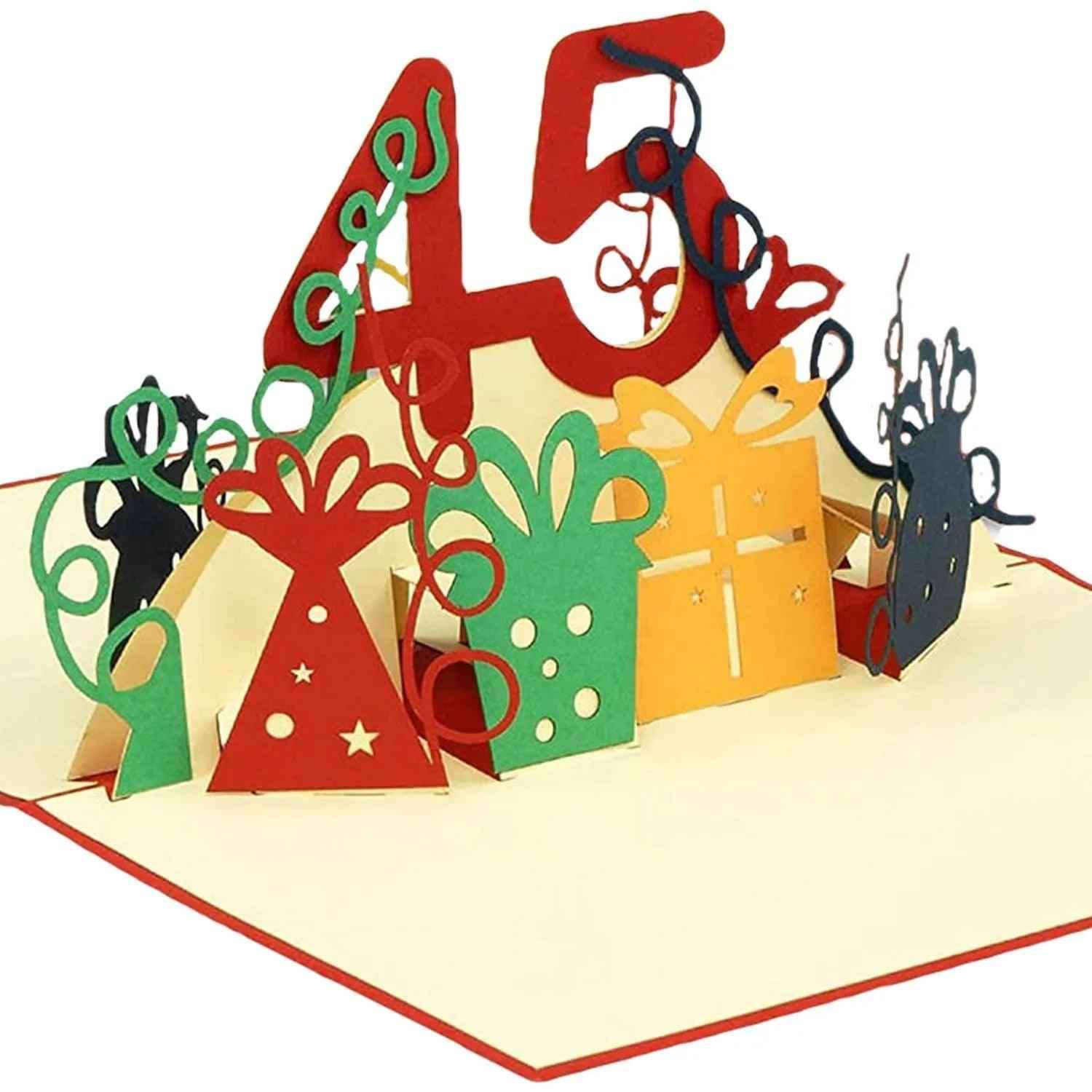 Pop-Up-Karte zum Geburtstag - Zahl 45, Geburtstagseinladung & Jubiläum, N373