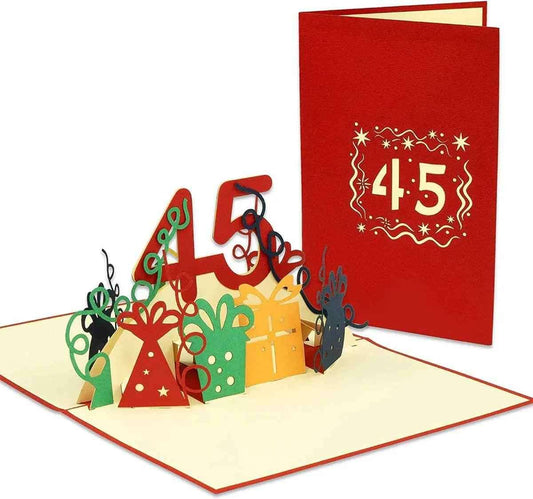 Pop-Up-Karte zum Geburtstag - Zahl 45, Geburtstagseinladung & Jubiläum, N373