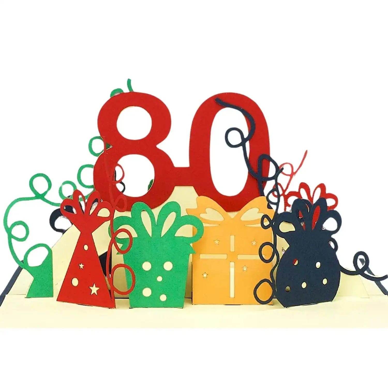 Pop-Up-Karte zum Geburtstag - Zahl 80, Geburtstagseinladung & Jubiläum, N209 - LINPopUp