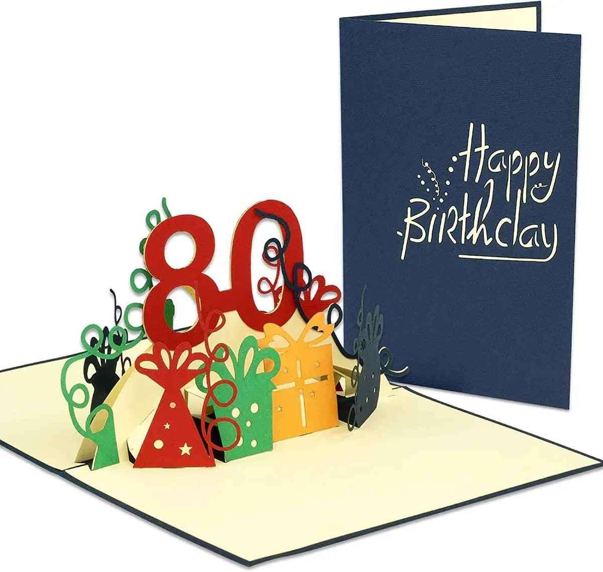 Pop-Up-Karte zum Geburtstag - Zahl 80, Geburtstagseinladung & Jubiläum, N209