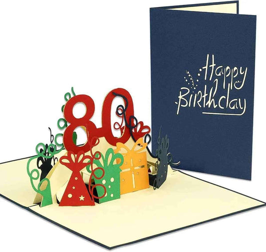 Pop-Up-Karte zum Geburtstag - Zahl 80, Geburtstagseinladung & Jubiläum, N209