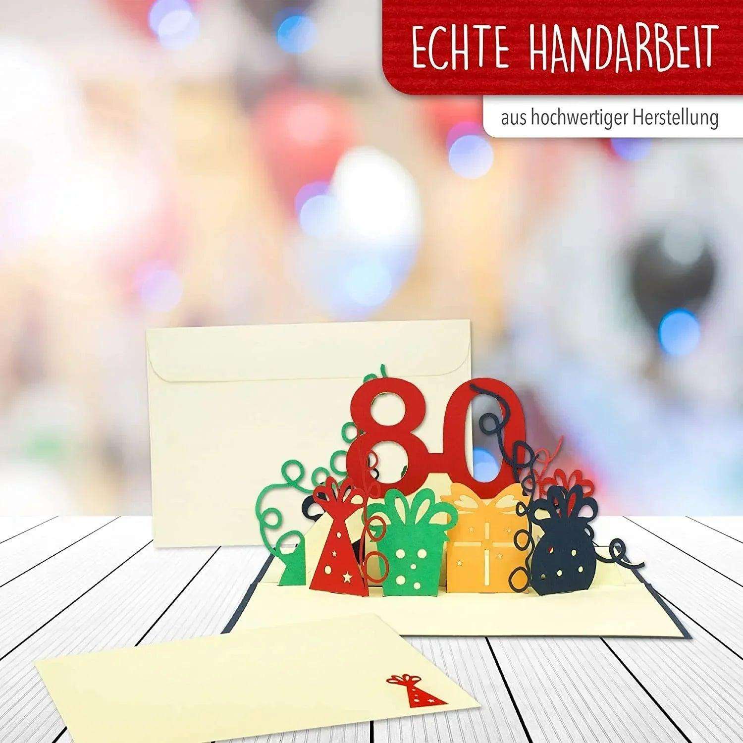 Pop-Up-Karte zum Geburtstag - Zahl 80, Geburtstagseinladung & Jubiläum, N209 - LINPopUp