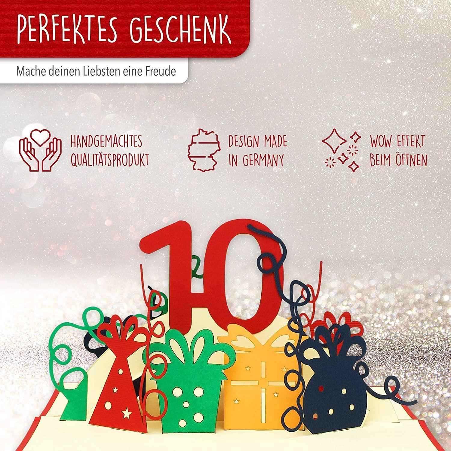 Pop-Up-Karte zum Geburtstag - Zahl 10, Geburtstagseinladung & Jubiläum, N364