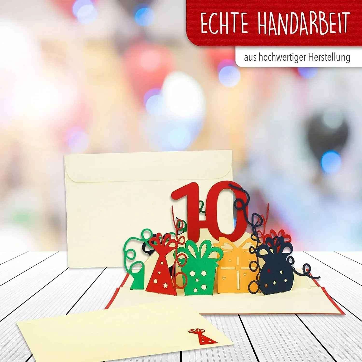 Pop-Up-Karte zum Geburtstag - Zahl 10, Geburtstagseinladung & Jubiläum, N364