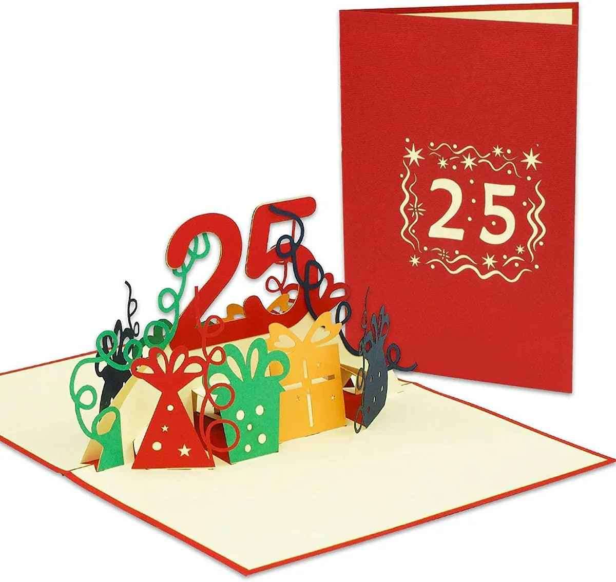 Pop-Up-Karte zum Geburtstag - Zahl 25, Geburtstagseinladung & Jubiläum, N286