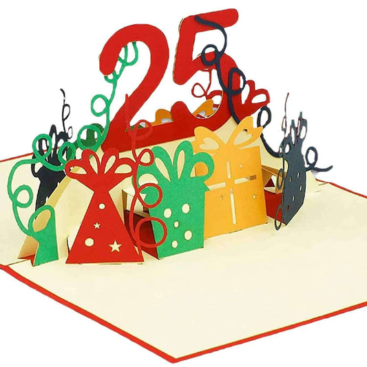 Pop-Up-Karte zum Geburtstag - Zahl 25, Geburtstagseinladung & Jubiläum, N286