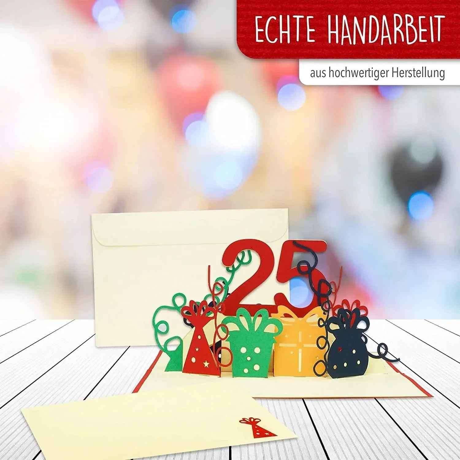 Pop-Up-Karte zum Geburtstag - Zahl 25, Geburtstagseinladung & Jubiläum, N286