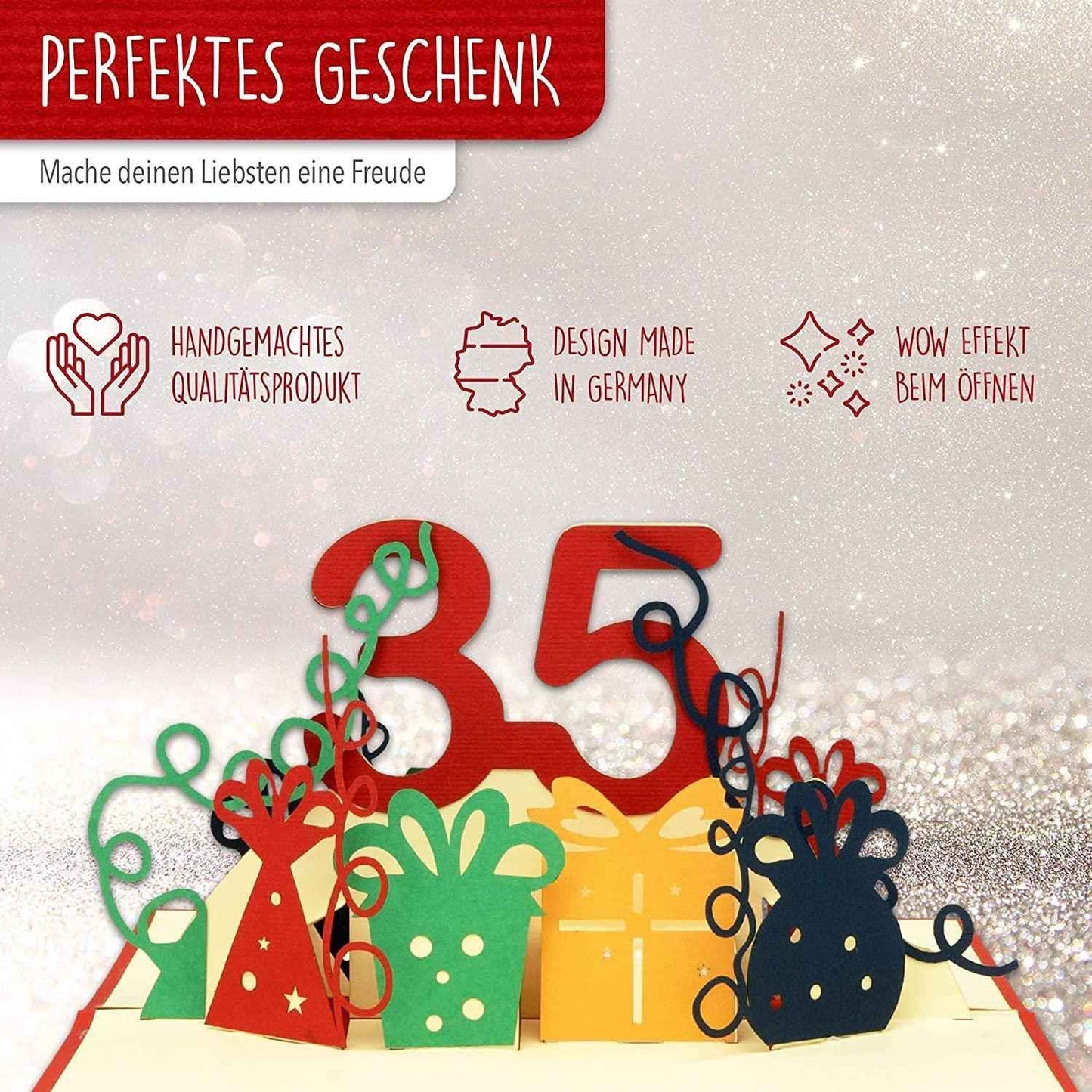 Pop-Up-Karte zum Geburtstag – Zahl 35, Geburtstagseinladung & Jubiläum, N372