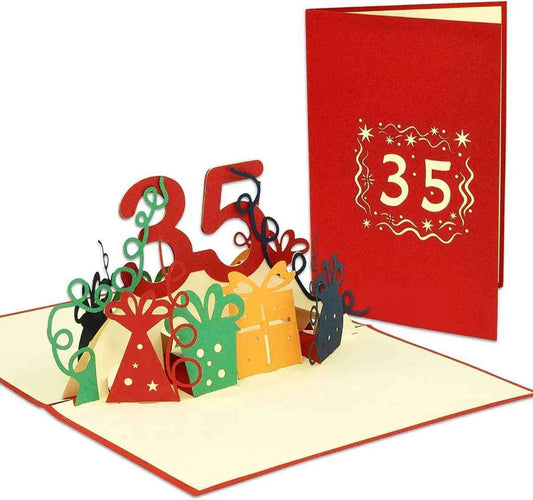 Pop-Up-Karte zum Geburtstag – Zahl 35, Geburtstagseinladung & Jubiläum, N372