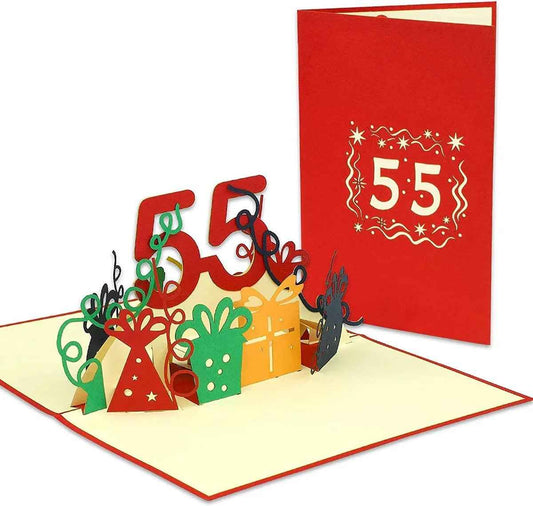 Pop-Up-Karte zum Geburtstag – Zahl 55, Geburtstagseinladung & Jubiläum, N244