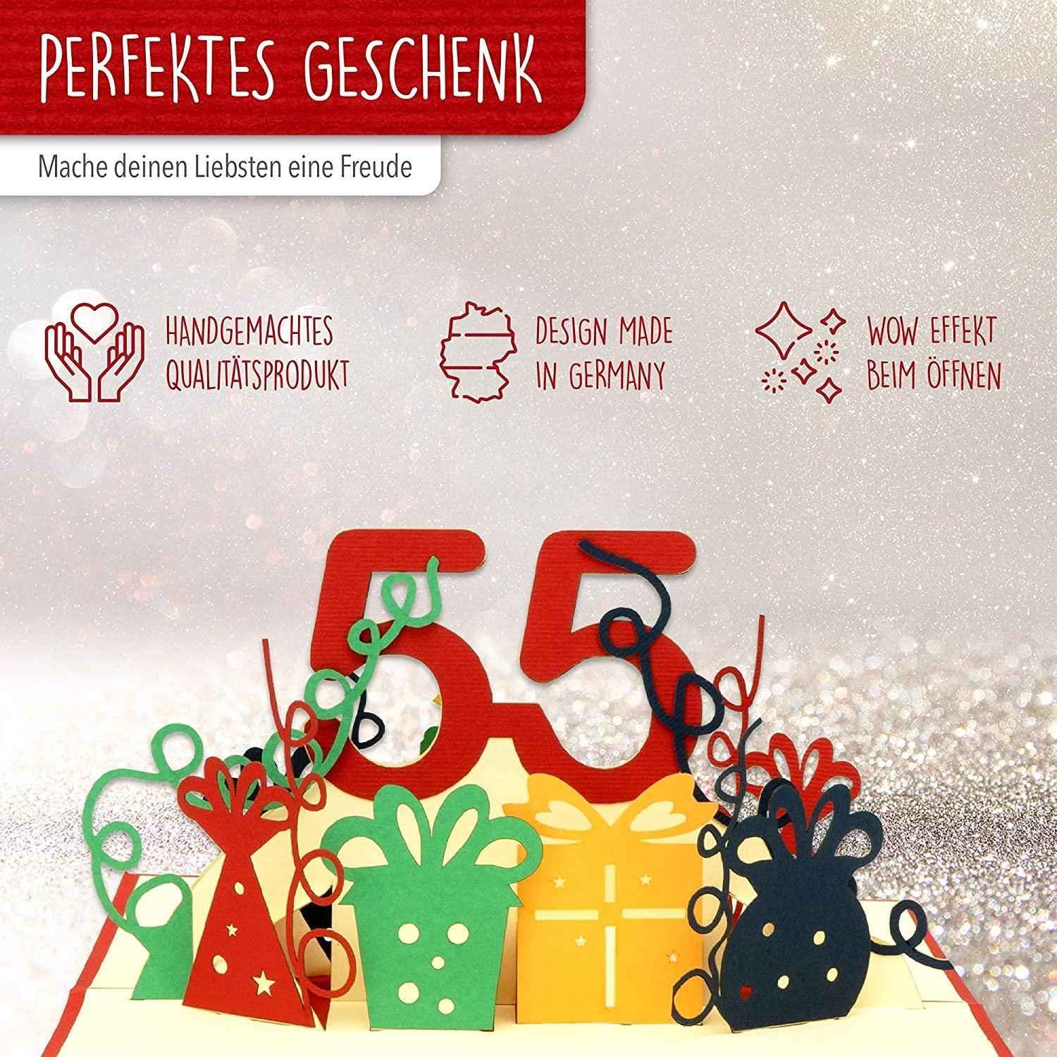 Pop-Up-Karte zum Geburtstag – Zahl 55, Geburtstagseinladung & Jubiläum, N244