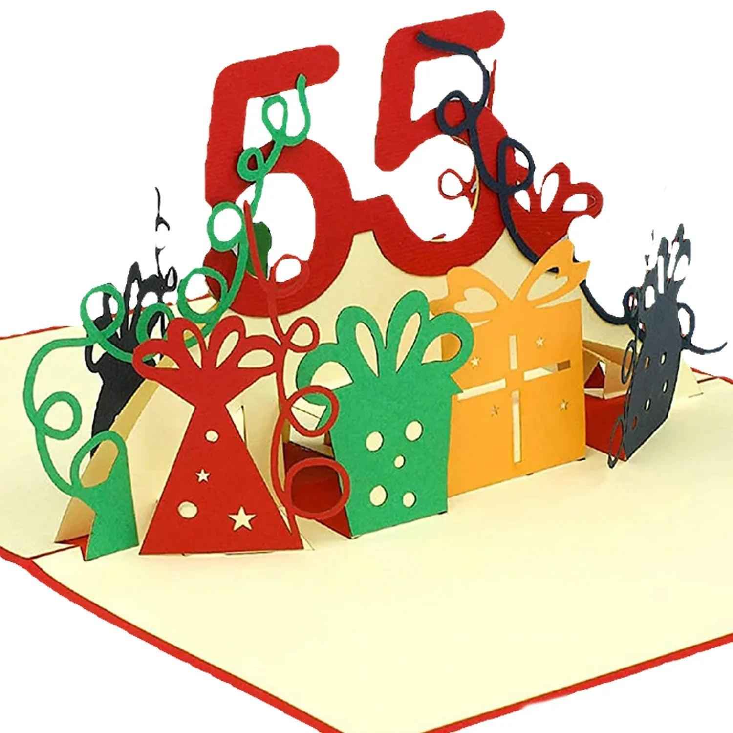 Pop-Up-Karte zum Geburtstag – Zahl 55, Geburtstagseinladung & Jubiläum, N244