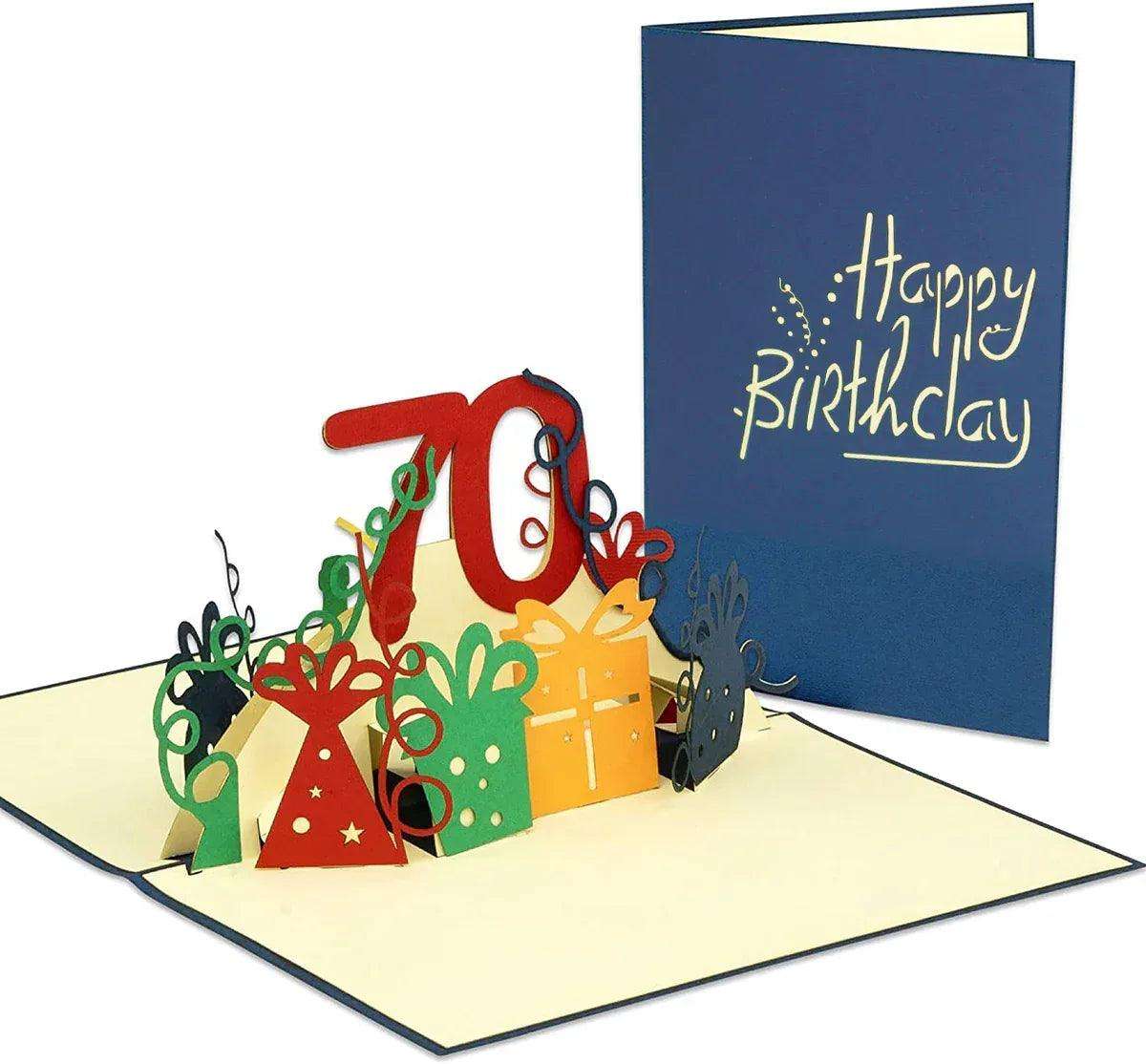 Pop-Up-Karte zum Geburtstag - Zahl 70, Geburtstagseinladung & Jubiläum, N25 - LINPopUp
