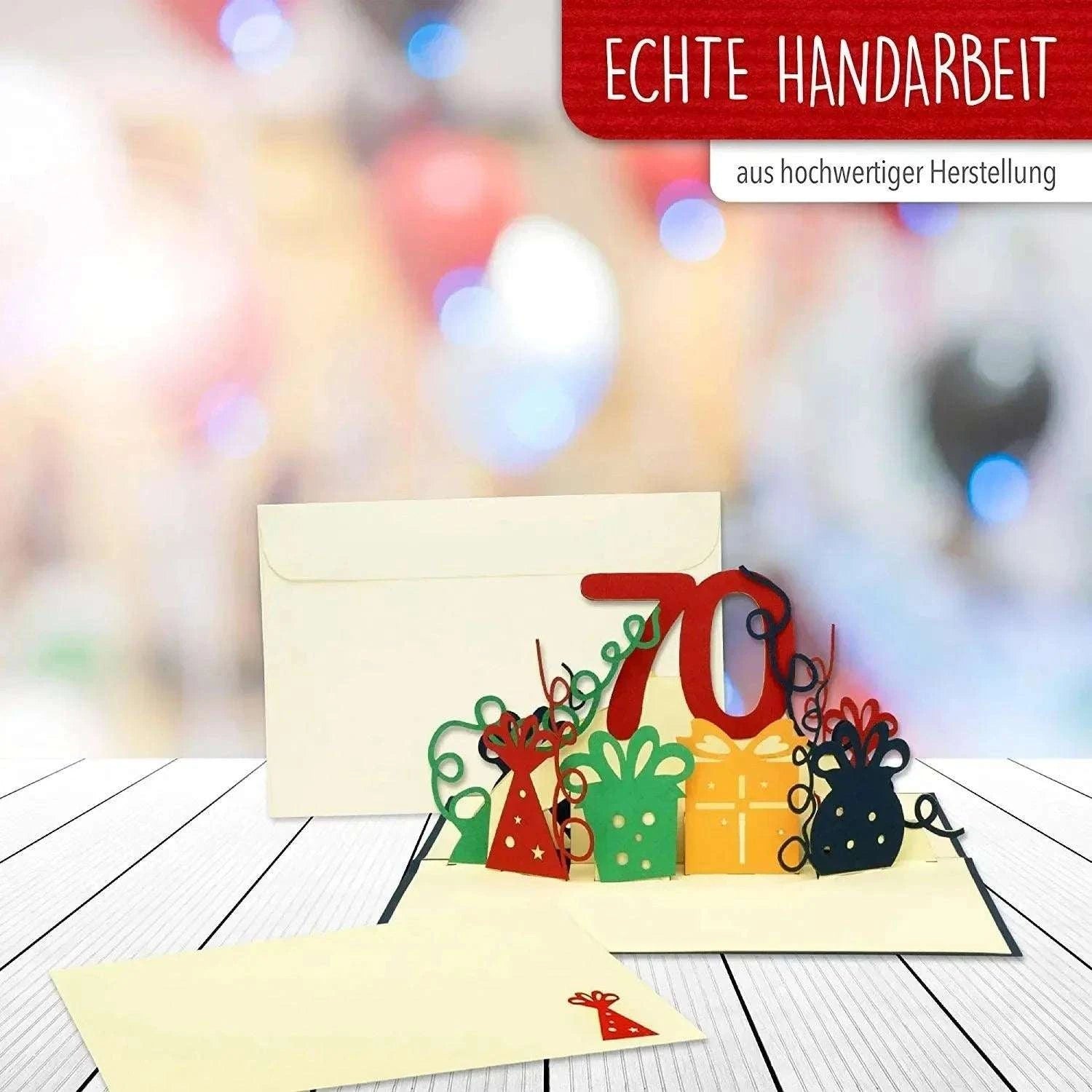Pop-Up-Karte zum Geburtstag - Zahl 70, Geburtstagseinladung & Jubiläum, N25 - LINPopUp