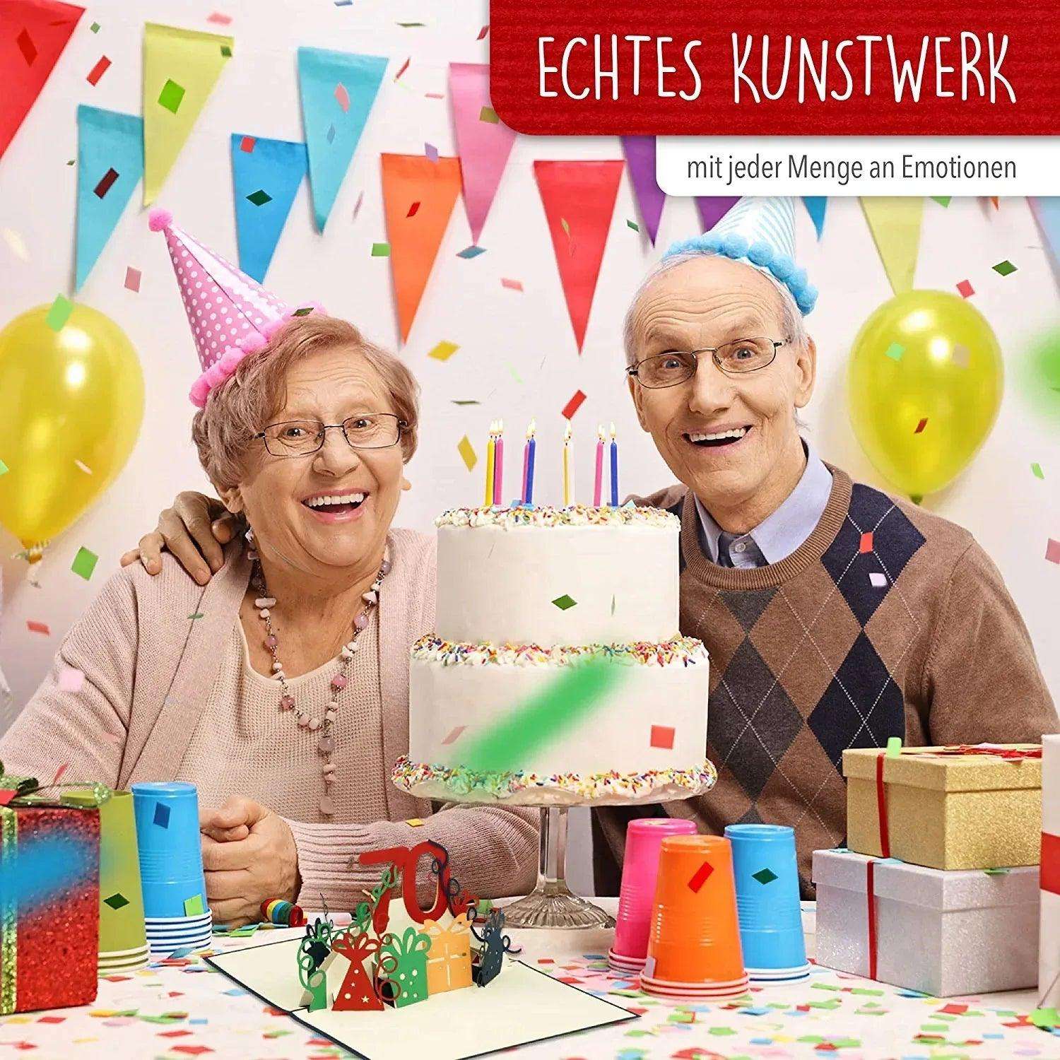 Pop-Up-Karte zum Geburtstag - Zahl 70, Geburtstagseinladung & Jubiläum, N25 - LINPopUp