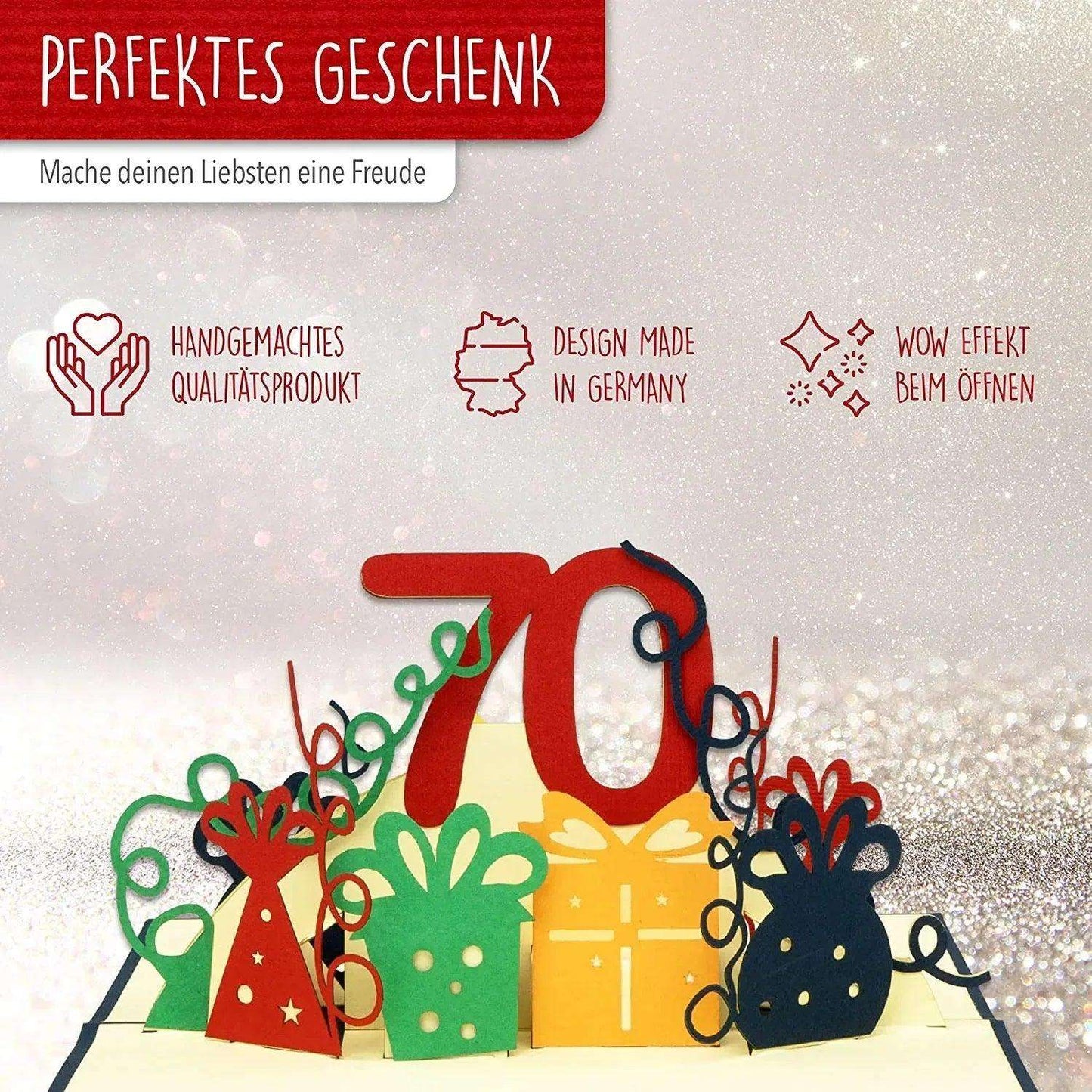 Pop-Up-Karte zum Geburtstag - Zahl 70, Geburtstagseinladung & Jubiläum, N25 - LINPopUp