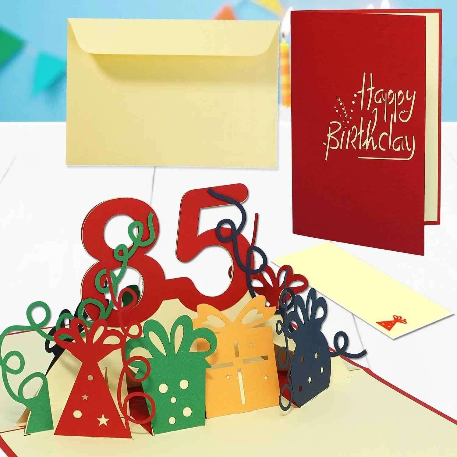 Pop-Up-Karte zum Geburtstag – Zahl 85, Geburtstagseinladung & Jubiläum, N245