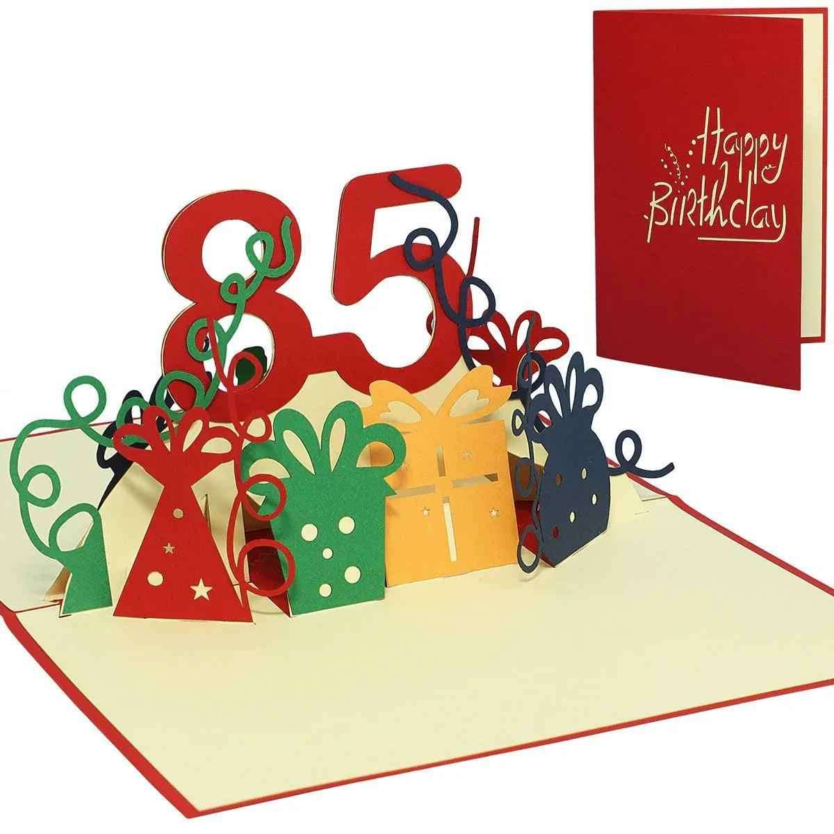 Pop-Up-Karte zum Geburtstag – Zahl 85, Geburtstagseinladung & Jubiläum, N245